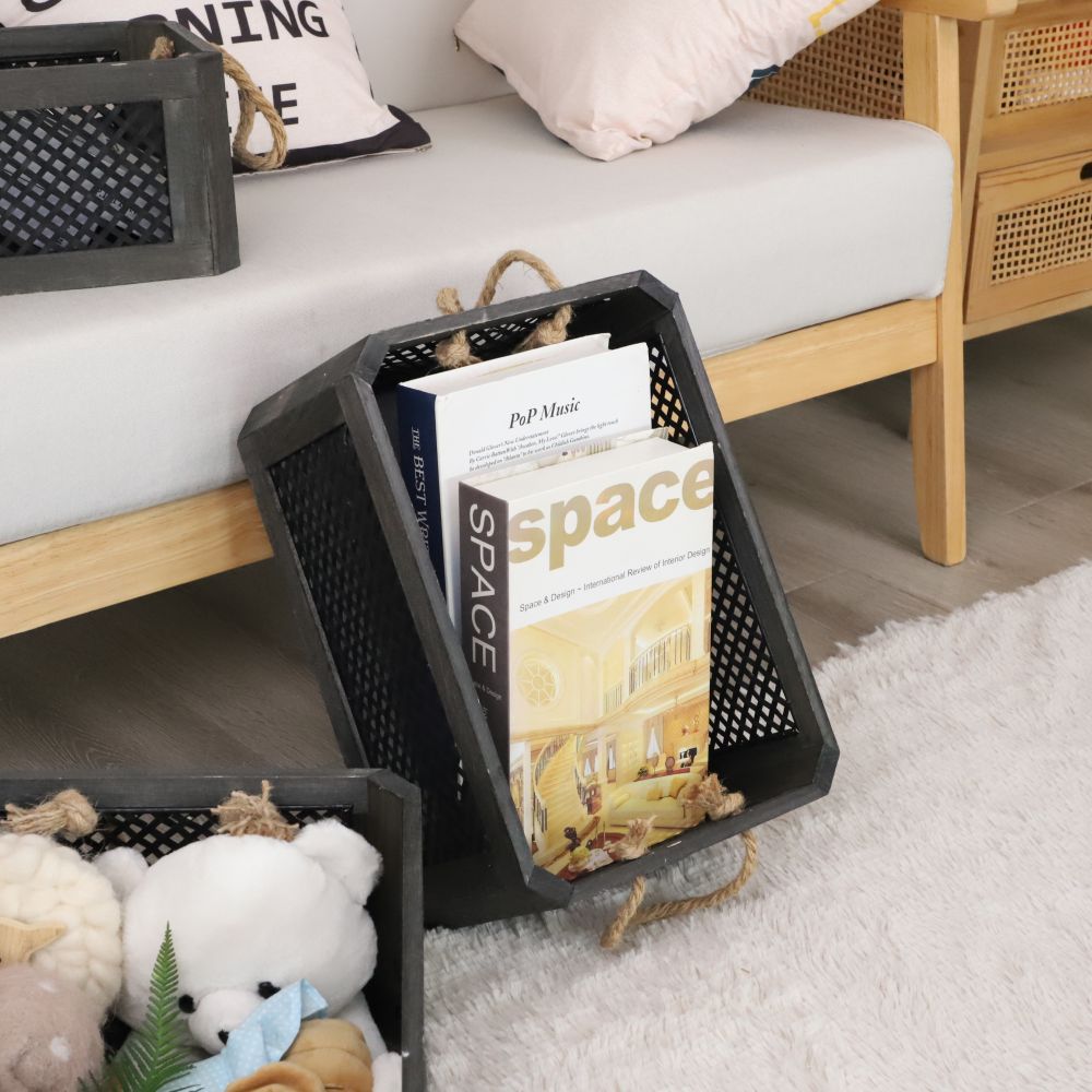 Open Storage Basket with Natural Fiber and Raffia Covering | Kelmera