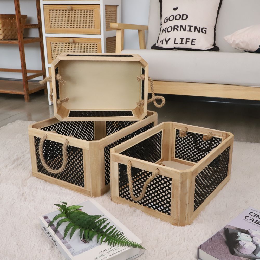 Open Storage Basket with Natural Fiber and Raffia Covering | Kelmera