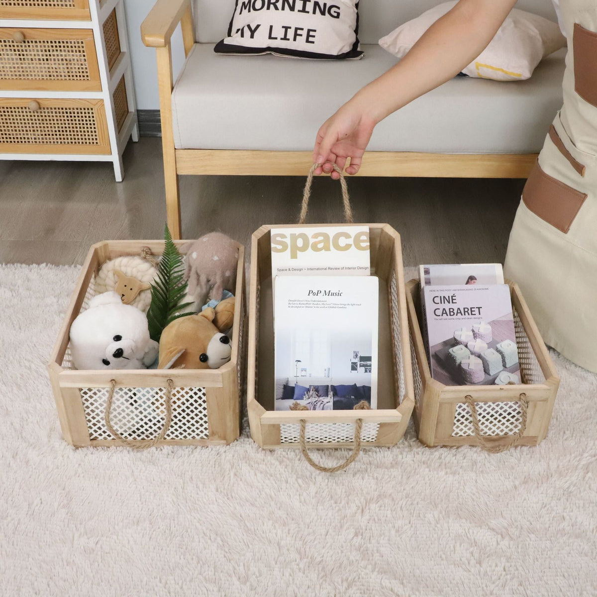 Open Storage Basket with Natural Fiber and Raffia Covering | Kelmera