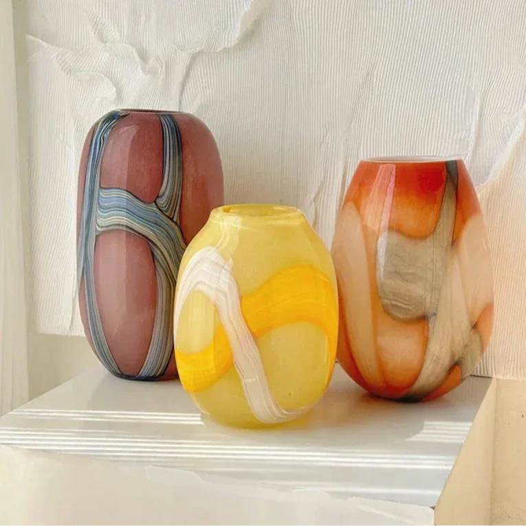 Orfossa Striped Glass Vase