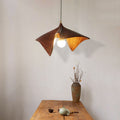 Organic Curved Wood-Look Resin Pendant Light with Draped Petal Shade | Kelmera