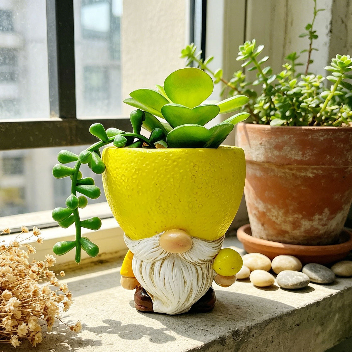 Original Flower Pot Figure with Gnome Motif | Kelmera