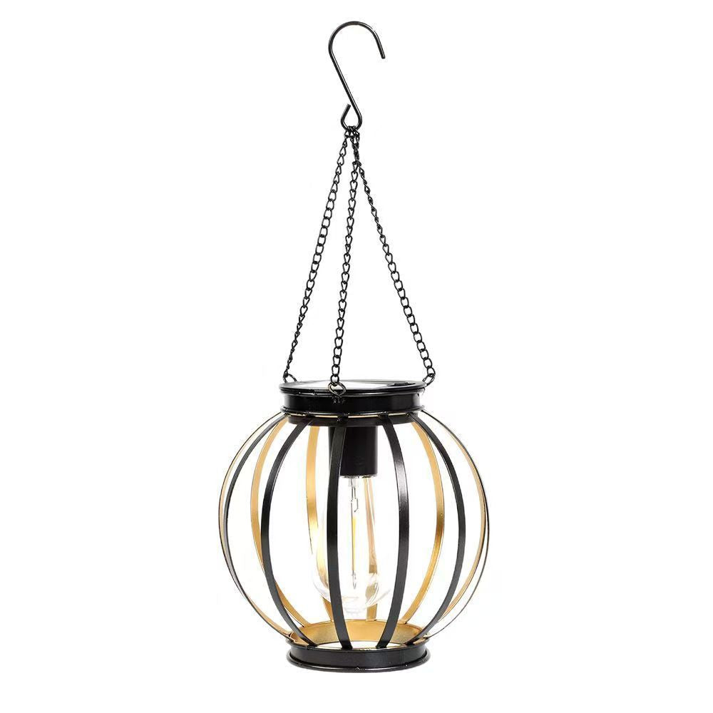 Outdoor Solar Hanging Lights in Metal Cage with Warm LED Candle Light | Kelmera