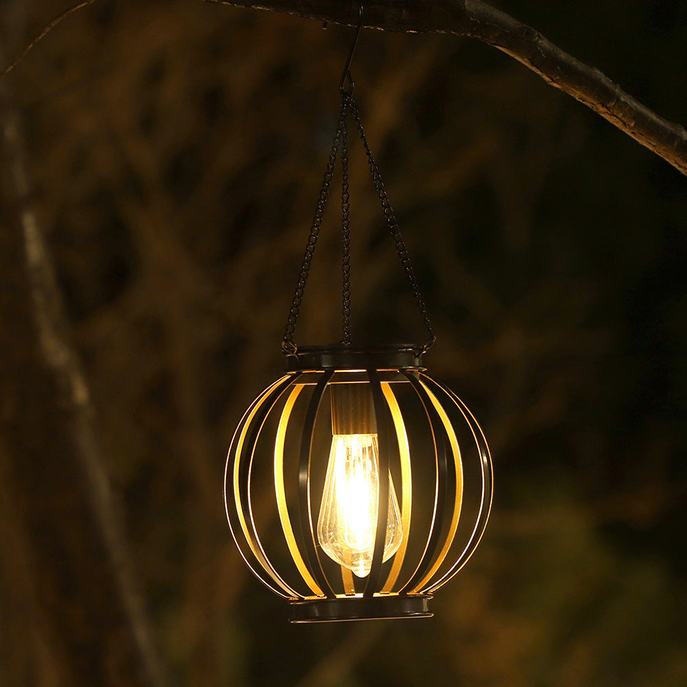 Outdoor Solar Hanging Lights in Metal Cage with Warm LED Candle Light | Kelmera