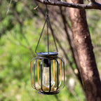 Outdoor Solar Hanging Lights in Metal Cage with Warm LED Candle Light | Kelmera