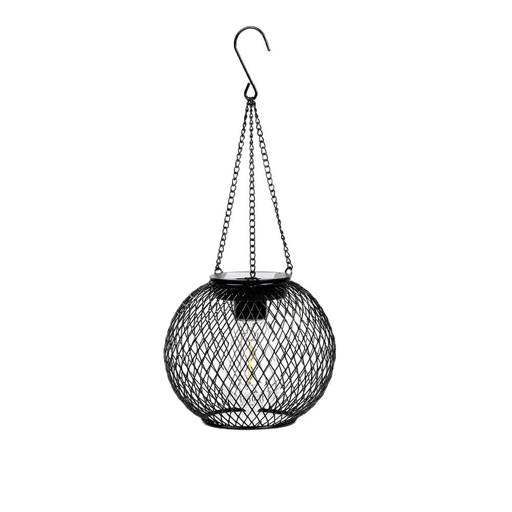 Outdoor Solar Hanging Lights in Metal Cage with Warm LED Candle Light | Kelmera