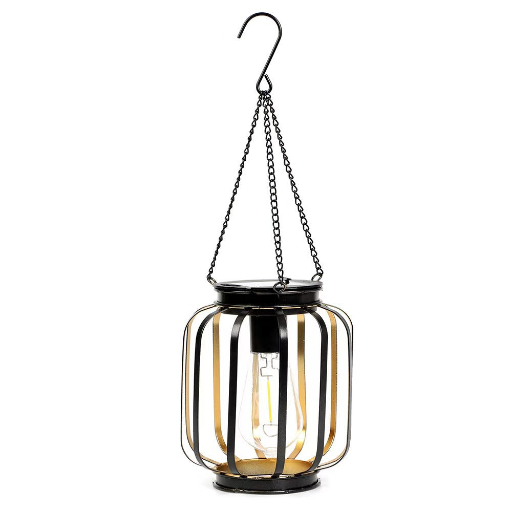 Outdoor Solar Hanging Lights in Metal Cage with Warm LED Candle Light | Kelmera