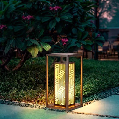 Outdoor Solar Lantern Path Light with Decorative Frosted Glass Panels | Kelmera