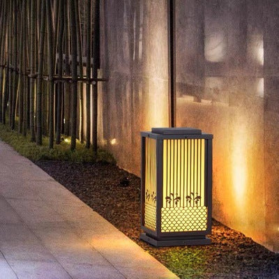 Outdoor Solar Lantern Path Light with Decorative Frosted Glass Panels | Kelmera