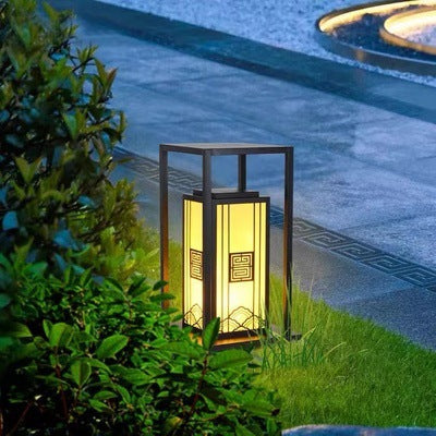 Outdoor Solar Lantern Path Light with Decorative Frosted Glass Panels | Kelmera