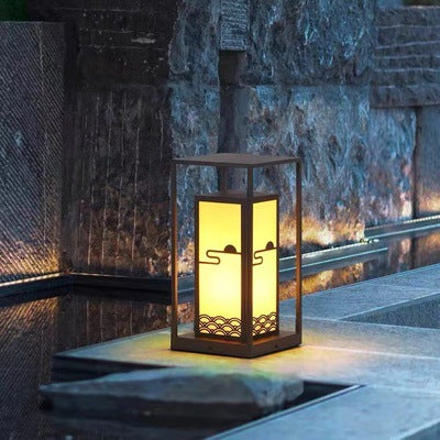 Outdoor Solar Lantern Path Light with Decorative Frosted Glass Panels | Kelmera