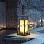 Outdoor Solar Lantern Path Light with Decorative Frosted Glass Panels | Kelmera
