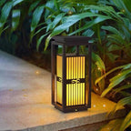 Outdoor Solar Lantern Path Light with Decorative Frosted Glass Panels | Kelmera