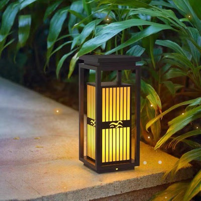 Outdoor Solar Lantern Path Light with Decorative Frosted Glass Panels | Kelmera
