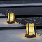 Outdoor Solar Lantern Path Light with Decorative Frosted Glass Panels | Kelmera