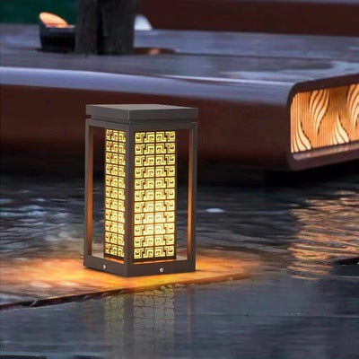 Outdoor Solar Lantern Path Light with Decorative Frosted Glass Panels | Kelmera