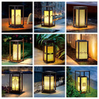 Outdoor Solar Lantern Path Light with Decorative Frosted Glass Panels | Kelmera