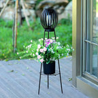Outdoor Solar Lantern Planter Stand with Net Shade and Three Leg Base | Kelmera