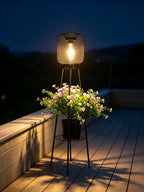 Outdoor Solar Lantern Planter Stand with Net Shade and Three Leg Base | Kelmera