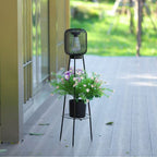 Outdoor Solar Lantern Planter Stand with Net Shade and Three Leg Base | Kelmera