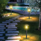 Outdoor Solar LED Garden Stake Lantern with Pagoda Grid and Color-Changing Mood Light | Kelmera