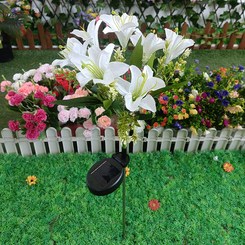 Outdoor Solar LED Glowing Lily Bouquet Plug Lights | Kelmera