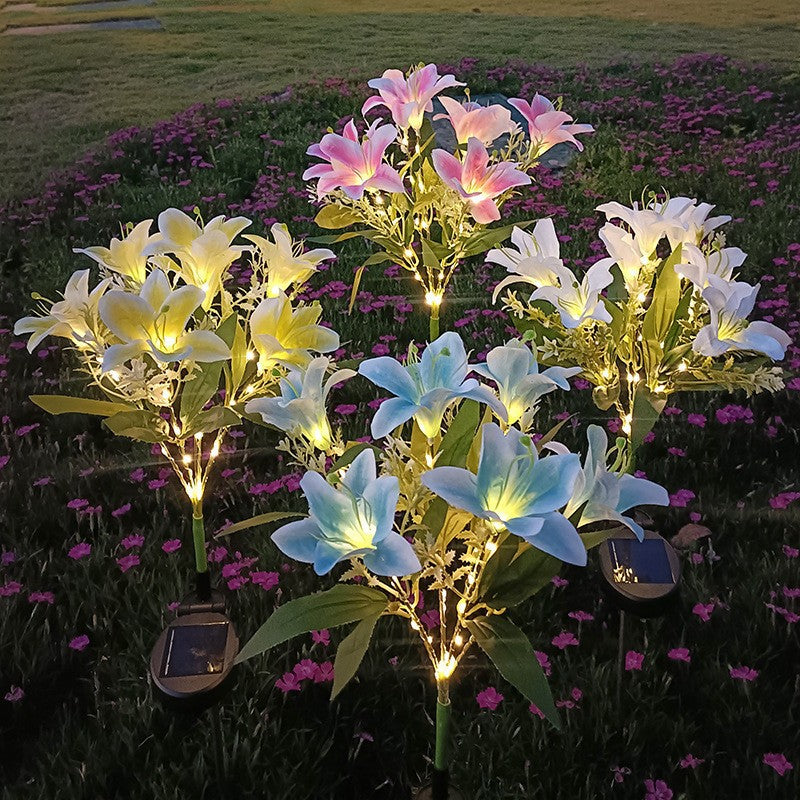 Outdoor Solar LED Glowing Lily Bouquet Plug Lights | Kelmera