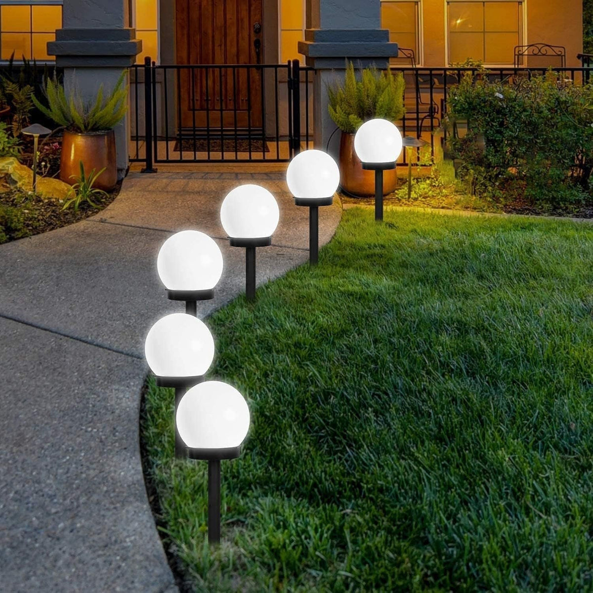 Outdoor Solar-Powered Frosted Globe Garden Stake Lights | Kelmera