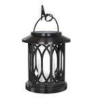 Outdoor Solar-Powered Metal Hanging Light with Decorative Grid and Flickering LED Candle | Kelmera