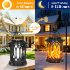 Outdoor Solar-Powered Metal Hanging Light with Decorative Grid and Flickering LED Candle | Kelmera