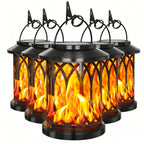 Outdoor Solar-Powered Metal Hanging Light with Decorative Grid and Flickering LED Candle | Kelmera