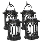 Outdoor Solar-Powered Metal Hanging Light with Decorative Grid and Flickering LED Candle | Kelmera