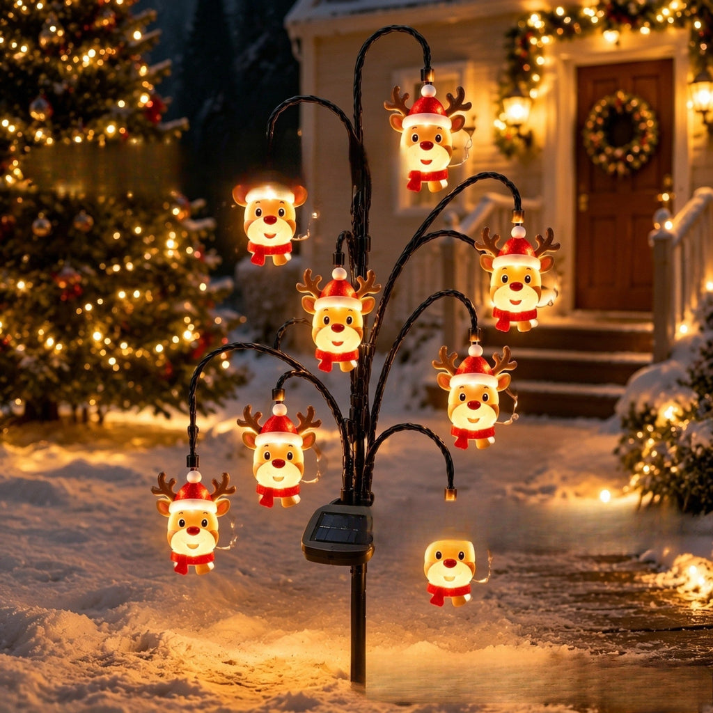 Outdoor Solar-Powered Reindeer LED String Light Garland | Kelmera