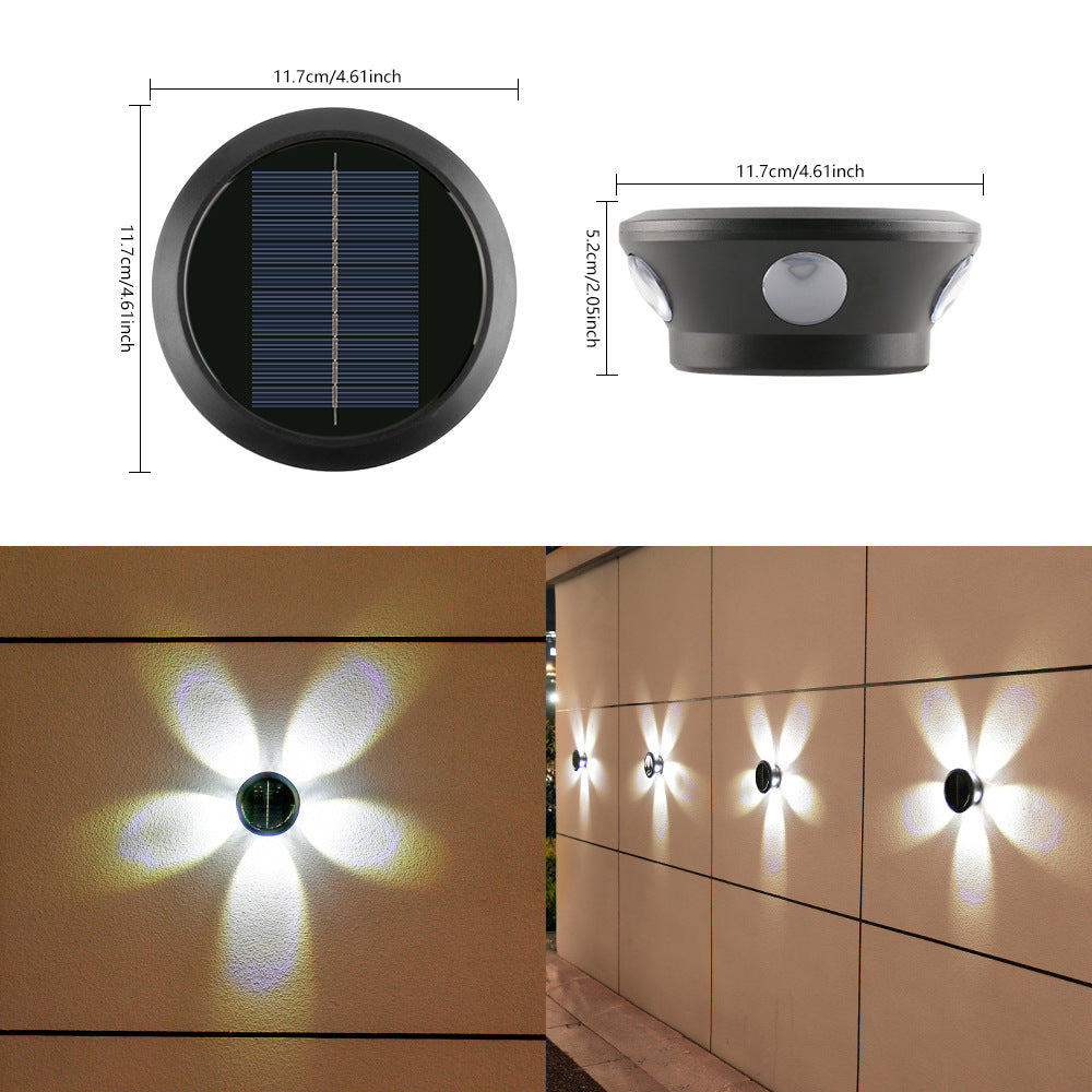 Outdoor Solar Wall Sconce Multi-Beam Decorative LED Accent Light | Kelmera