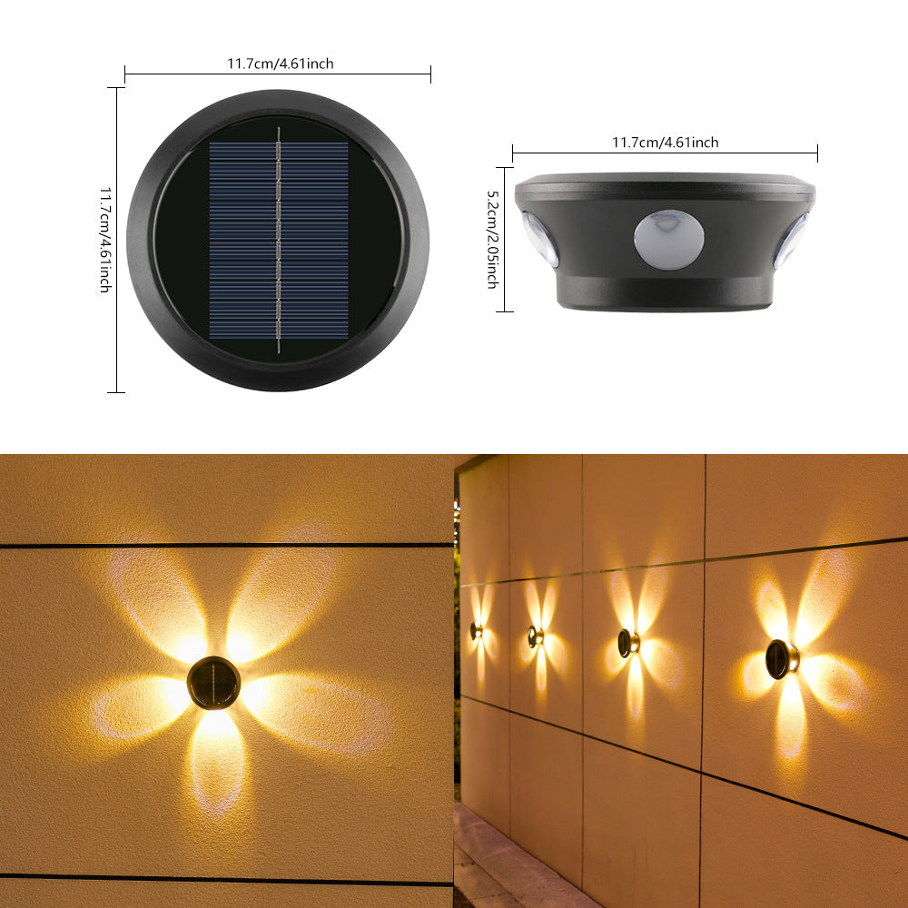 Outdoor Solar Wall Sconce Multi-Beam Decorative LED Accent Light | Kelmera
