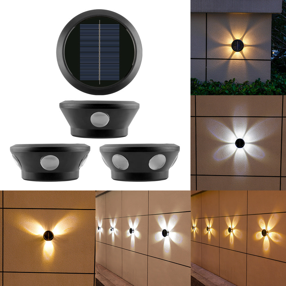 Outdoor Solar Wall Sconce Multi-Beam Decorative LED Accent Light | Kelmera