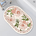 Oval Floral Design Bath Mat | Kelmera