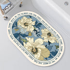 Oval Floral Design Bath Mat | Kelmera
