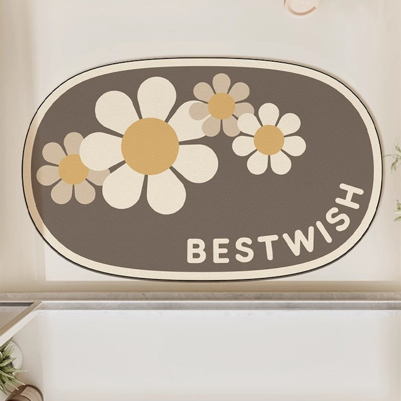Oval Shaped Welcome Mat with Inspirational Quote | Kelmera
