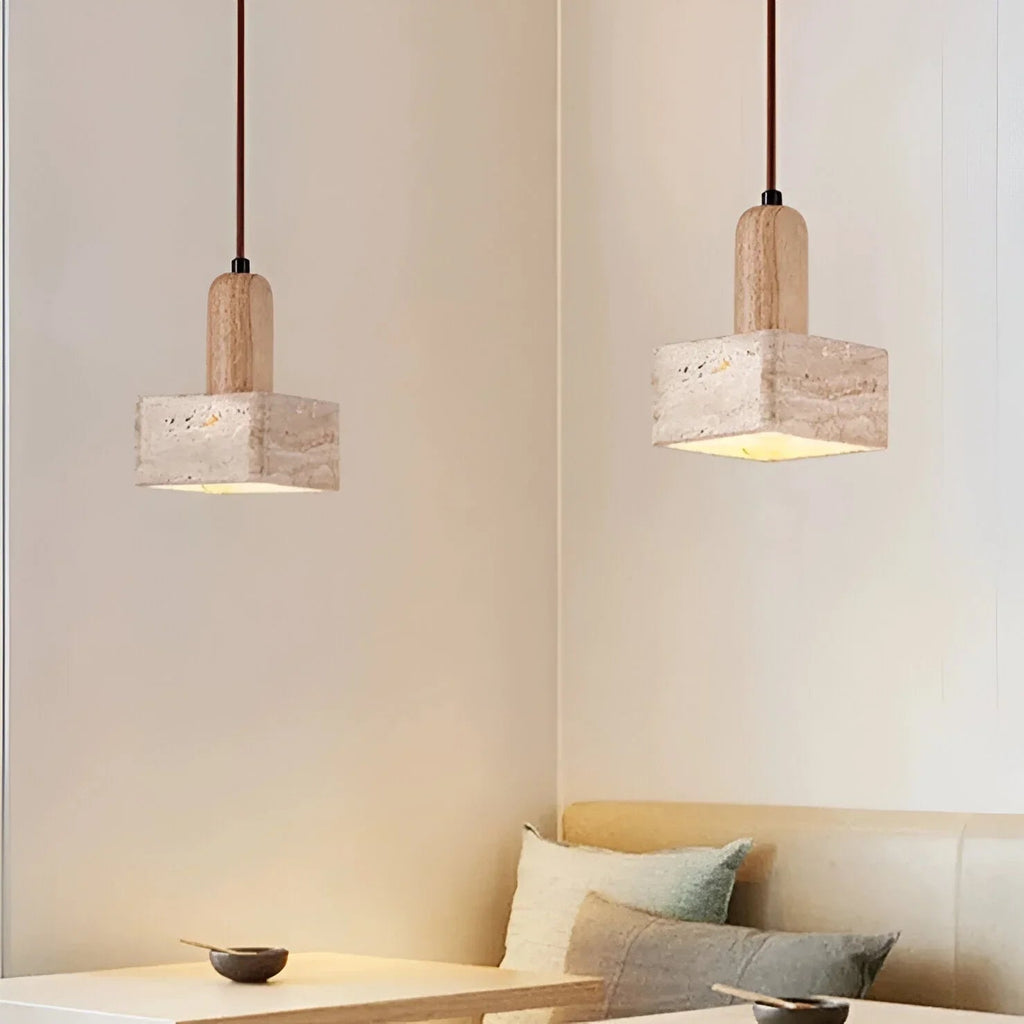 Valana Travertine Pendant Lamp-Kelmera