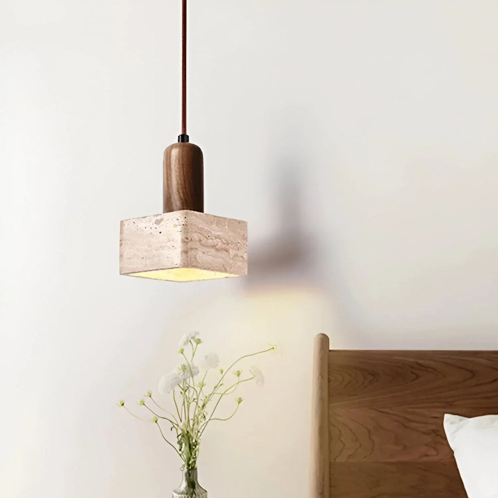 Valana Travertine Pendant Lamp-Kelmera