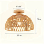 Pendant Light Woven Natural Fiber Wood | Kelmera