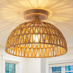 Pendant Light Woven Natural Fiber Wood | Kelmera