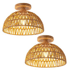 Pendant Light Woven Natural Fiber Wood | Kelmera