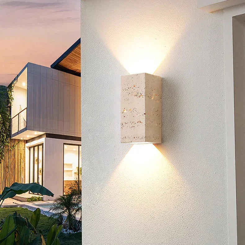 Pevora Travertine Outdoor Wall Light