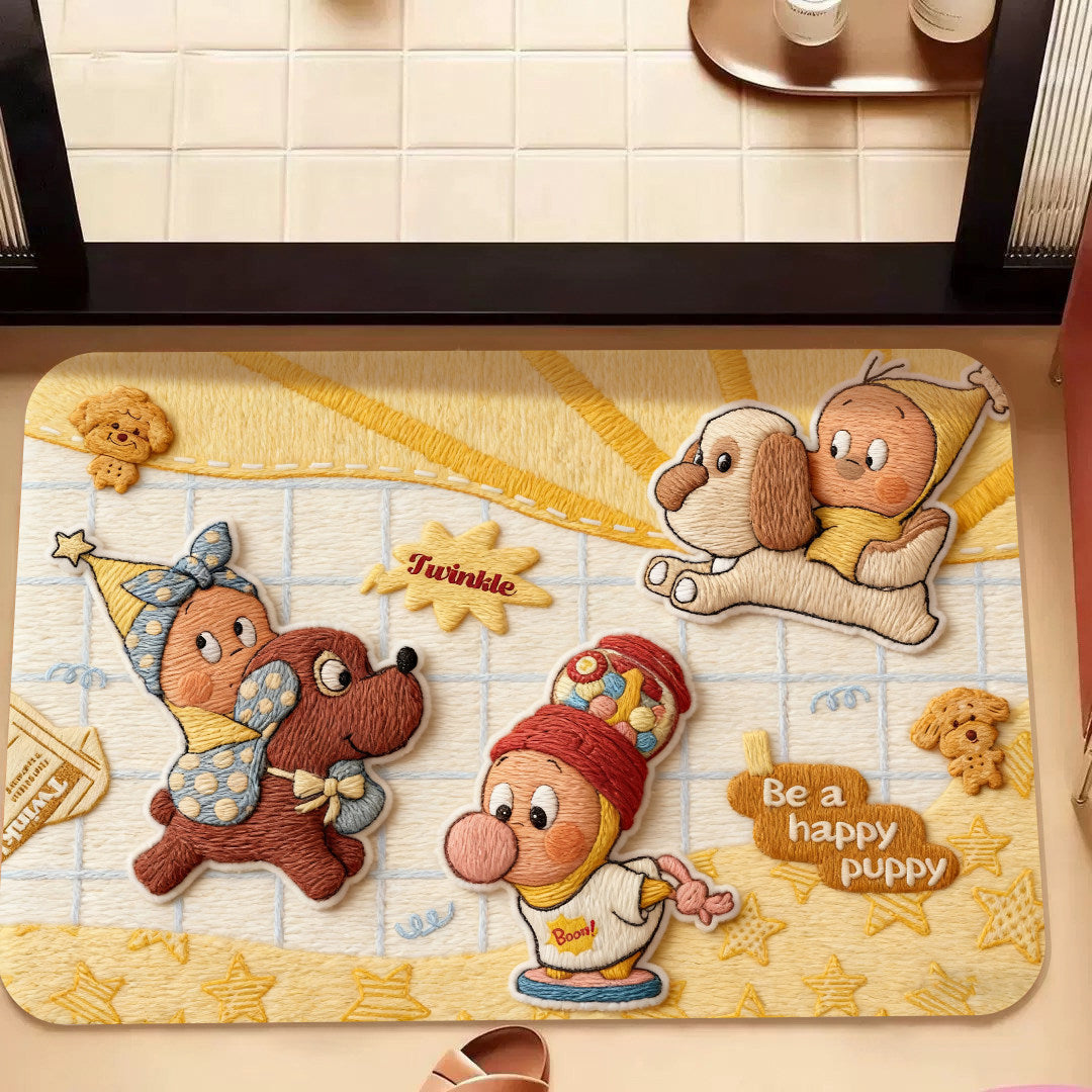 Playful Cartoon Character-Themed Decorative Floor Mat | Kelmera