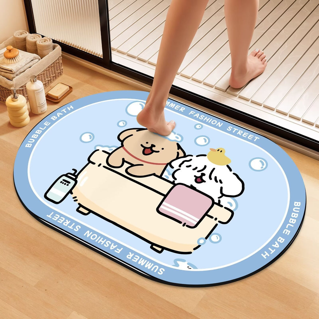 Playful Cartoon Dog Bath Mat | Kelmera