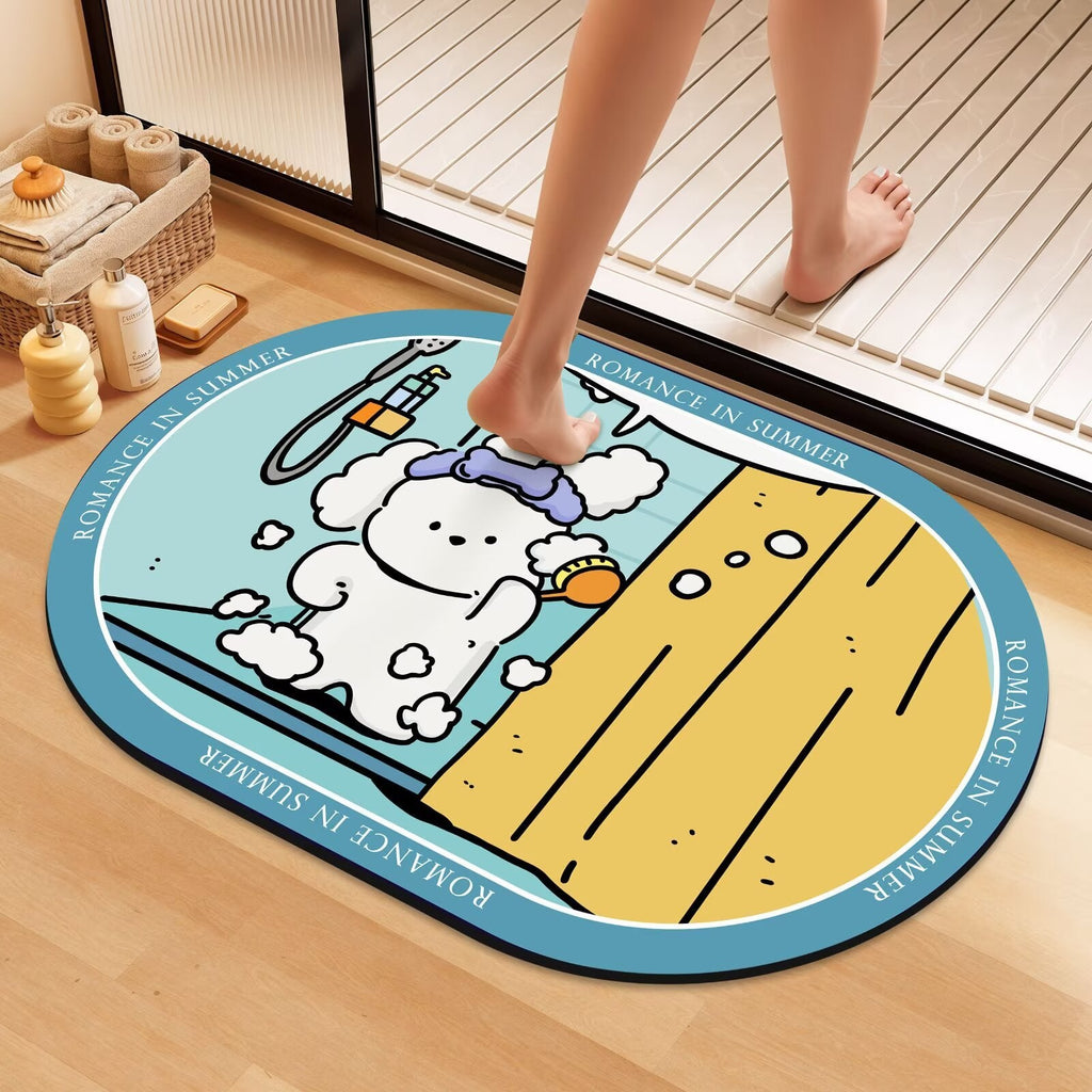 Playful Cartoon Dog Bath Mat | Kelmera