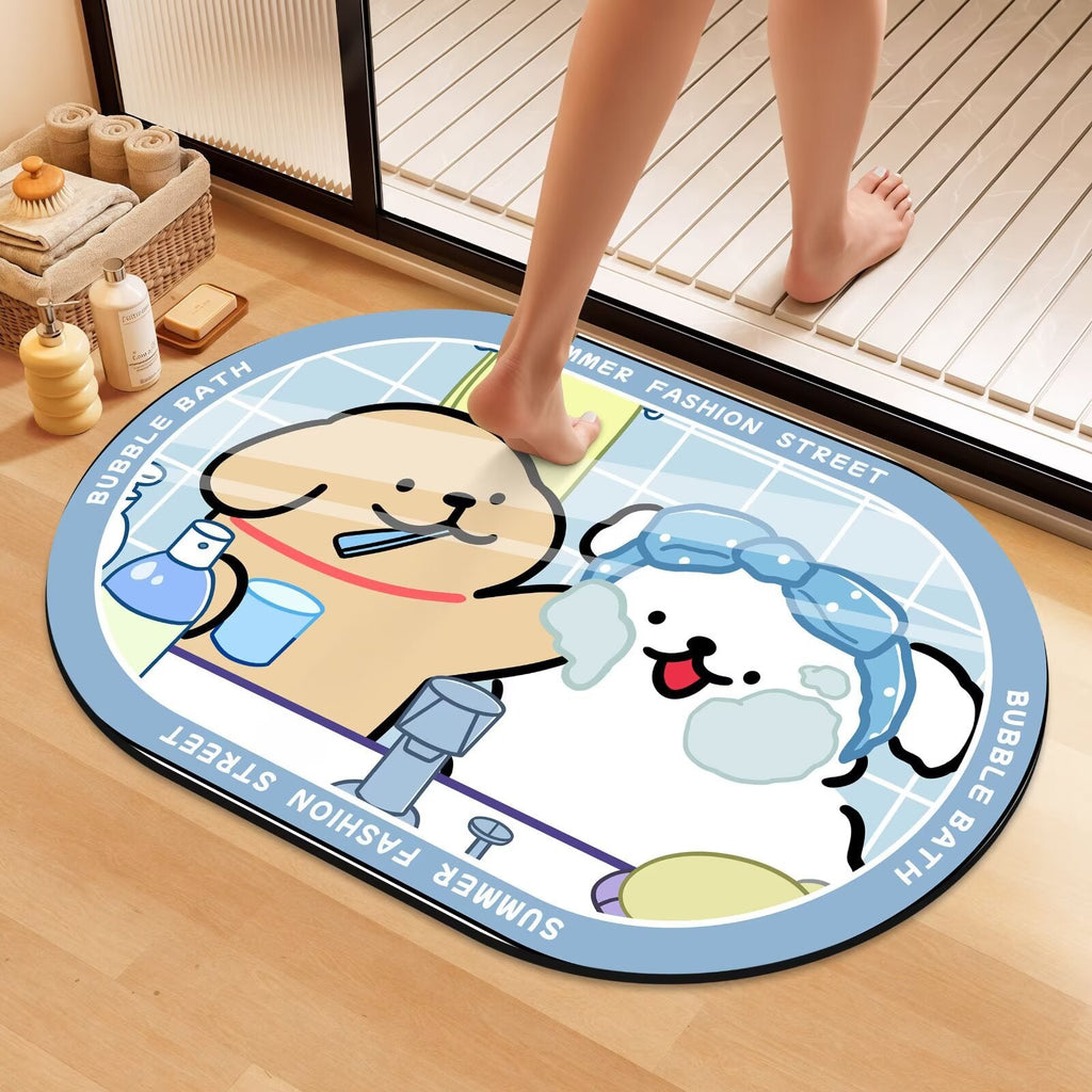 Playful Cartoon Dog Bath Mat | Kelmera