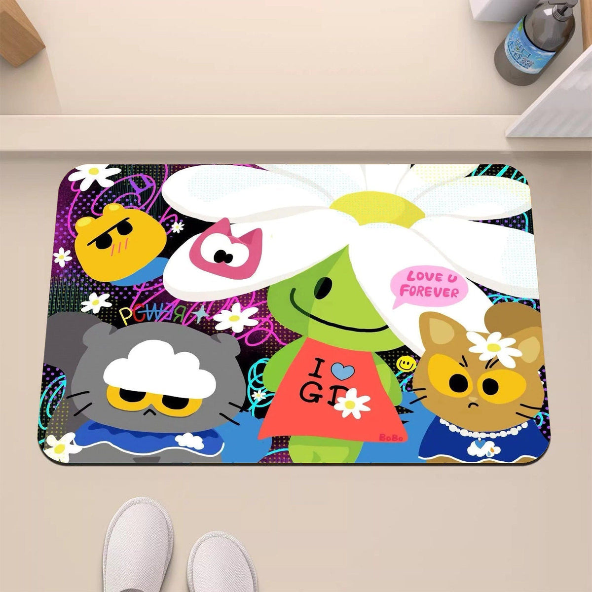 Playful Cartoon-Themed Decorative Mat | Kelmera